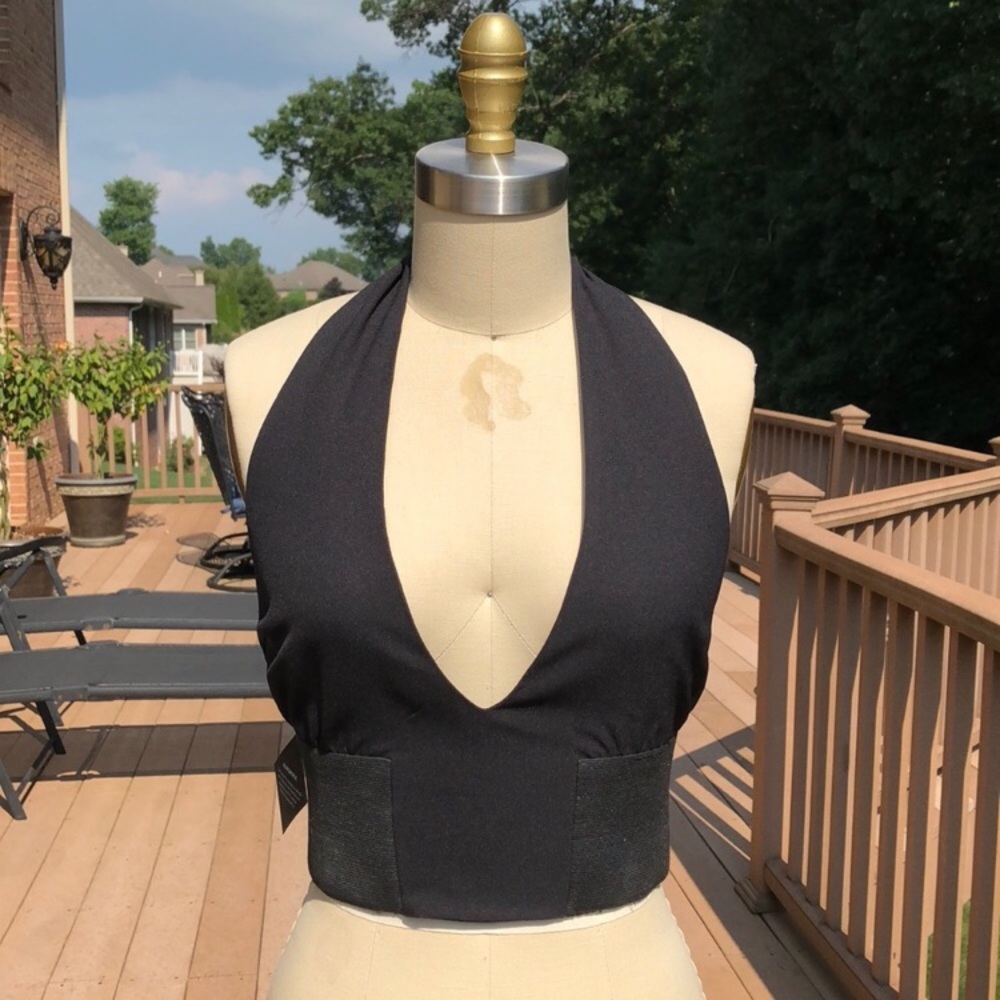 NWT Nasty Gal Black Halter Crop Top